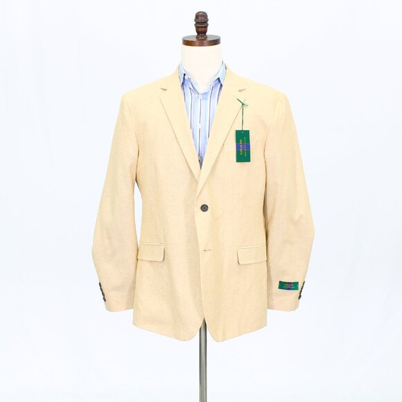Alexander Julian 44R Beige Solid 2-Button Sport Coat Blazer Jacket T757